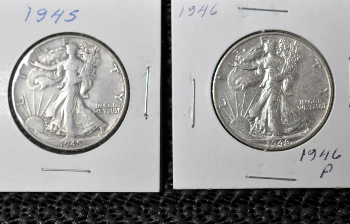 (2) 1945-1946 Walking Liberty Half Dollars