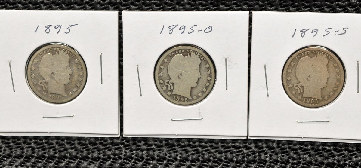 (3) 1895-P,O,S Barber Quarters