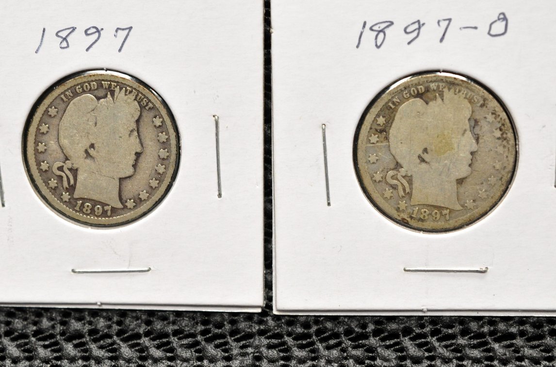 (2) 1897-P,O Barber Quarters