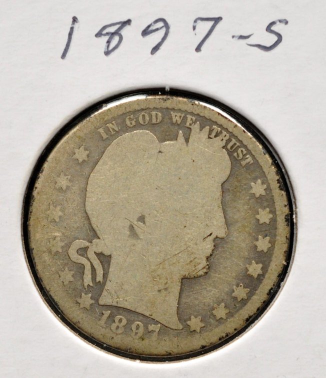 1897-S Barber Quarter, VERY  Low Mintage