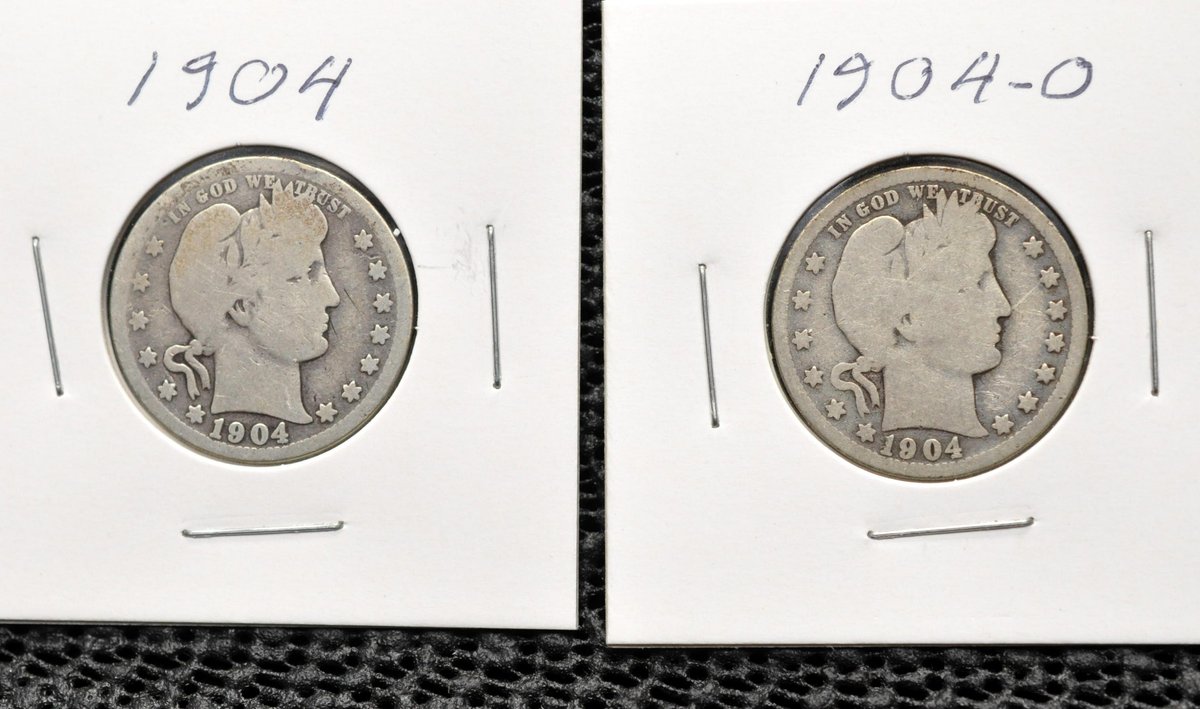 (2) 1904-P,O Barber Quarters