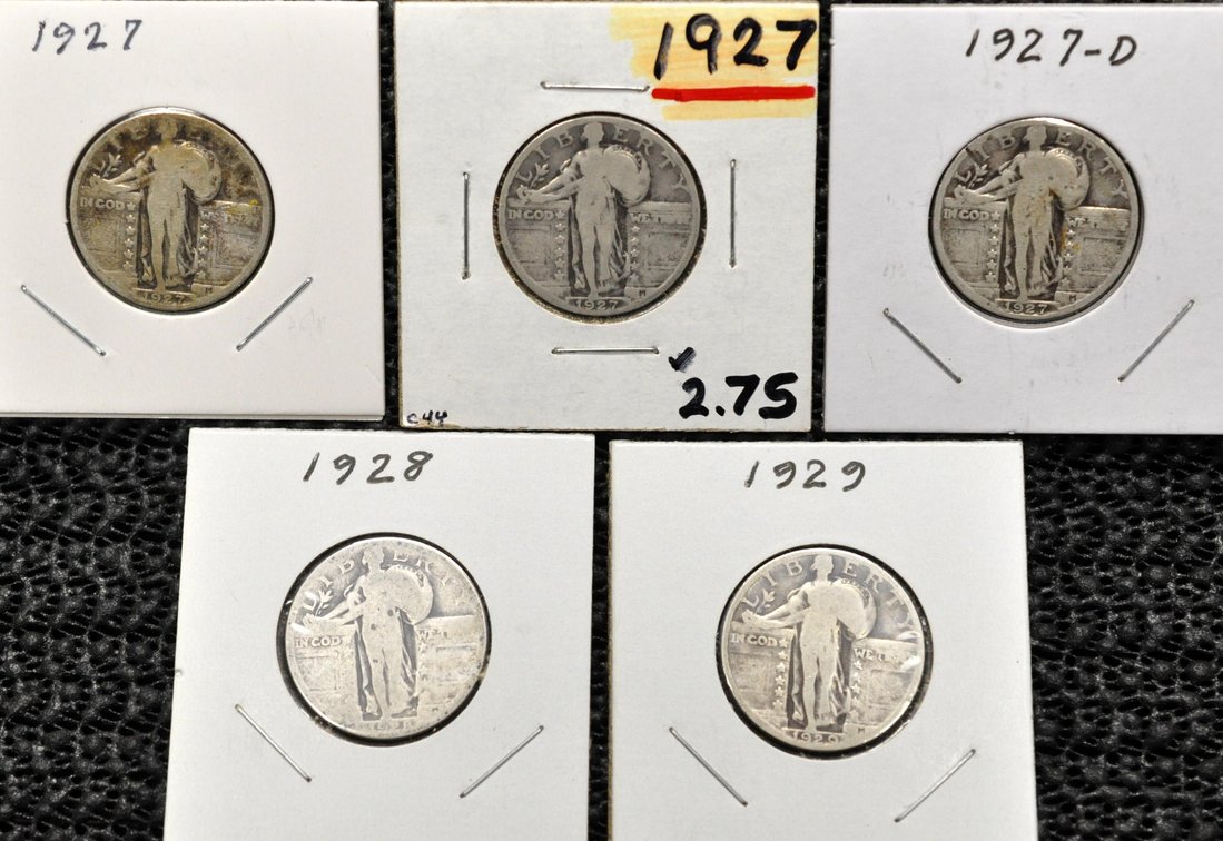 (5) 1927-1929 Standing Liberty Quarters