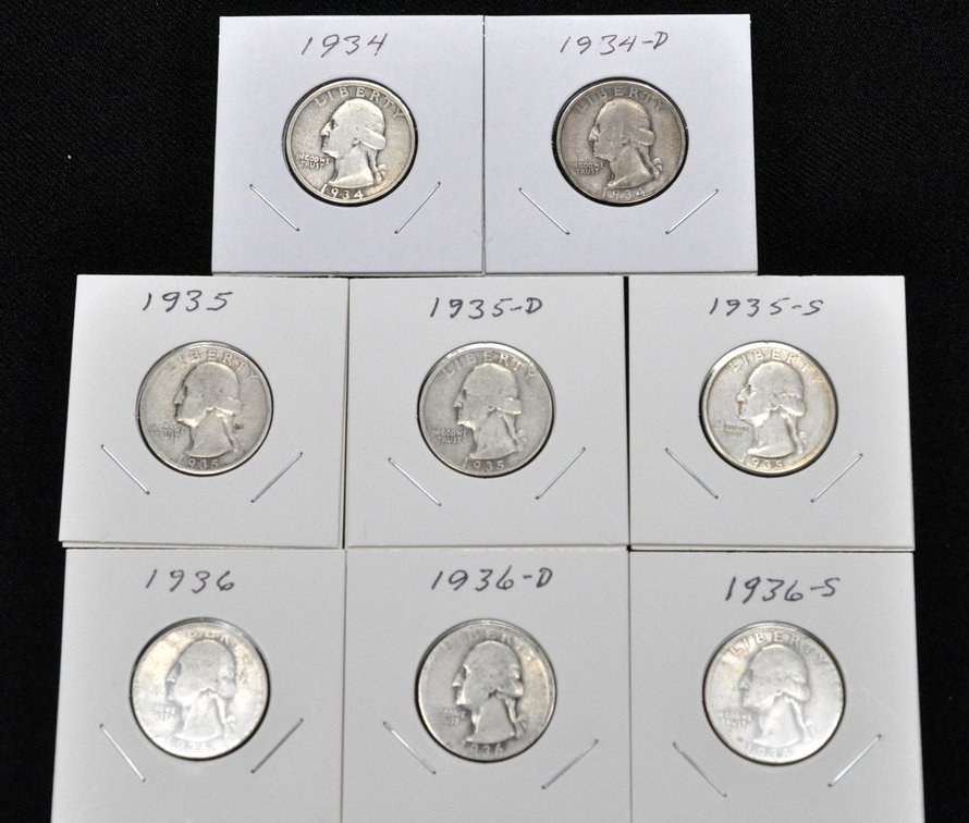 (8) 1934-1936 Washington Quarters