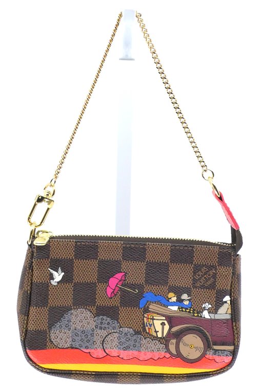 Louis Vuitton Artistic Christmas Mini Pochette in Ebene Damier Canvas