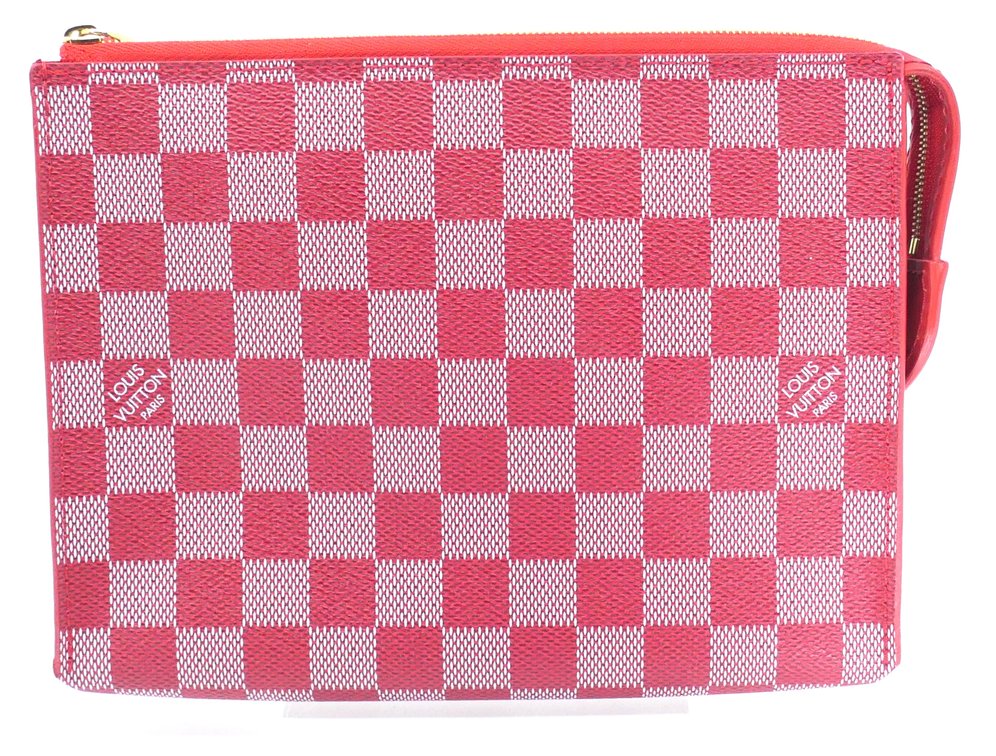 Louis Vuitton Couleurs Element Clutch in Carmine Damier Canvas