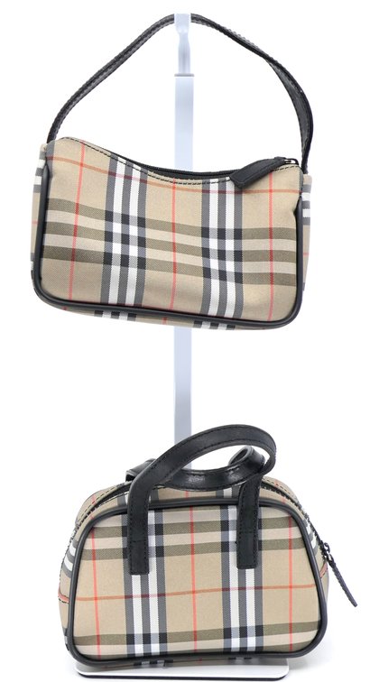 Two Mini Burberry Nova Check Bags Including Cosmetic Bag And One With Double Handles