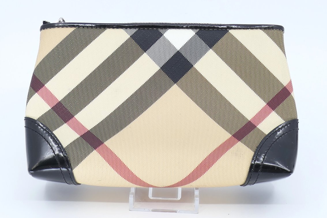 Burberry Cosmetic Bag With Patent Leather Corners