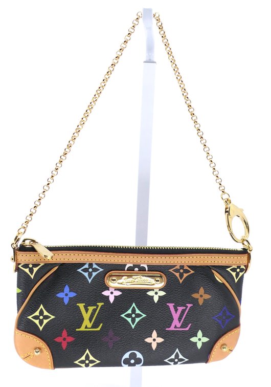 Louis Vuitton X Takashi Murakami Milla Pochette MM in Multi Colore Monogram on Black