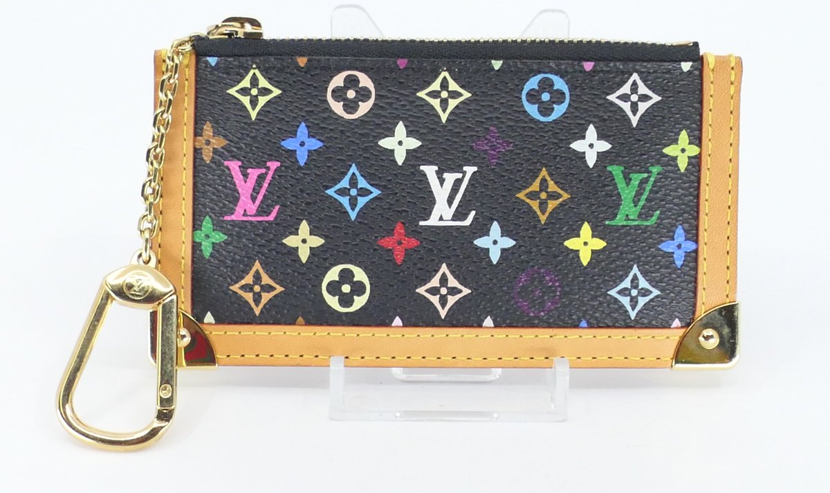 Louis Vuitton X Takashi Murakami Cles Key Pouch in Multi Colore Monogram on Black