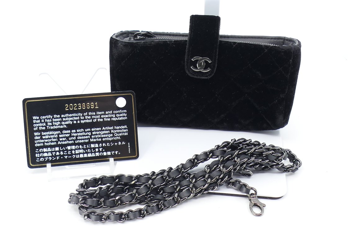 Chanel Black Velvet Mini Phone Holder