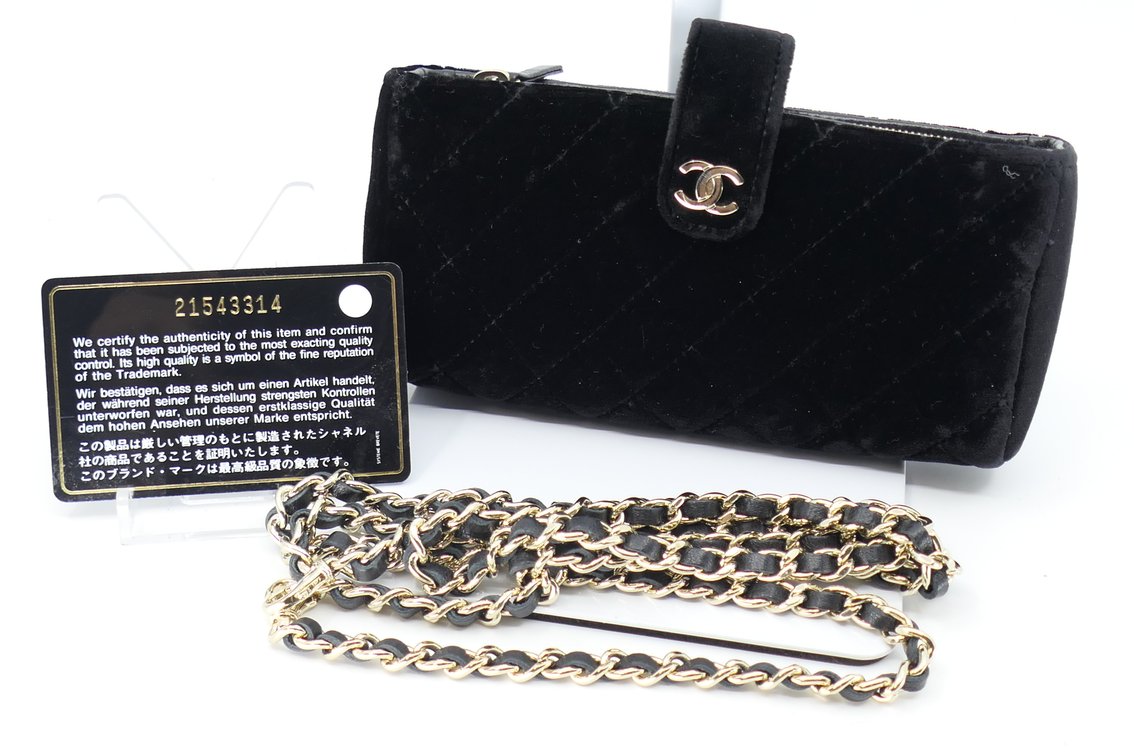 Chanel Black Velvet Mini Phone Holder