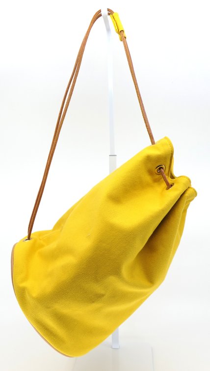 Hermes Yellow Canvas Bucket Bag With Leather Drawstring