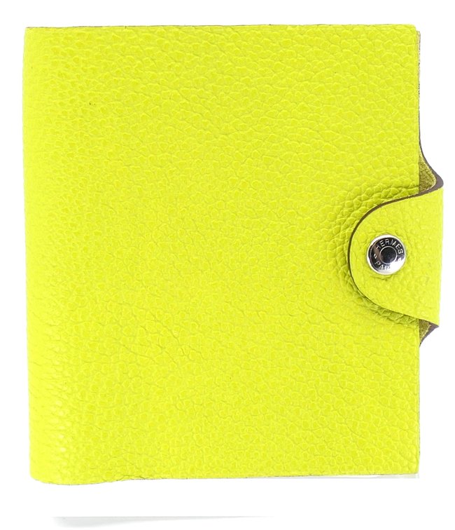 Hermes Ulysse Mini Notebook Cover In Kiwi Pebbled Leather With Insert