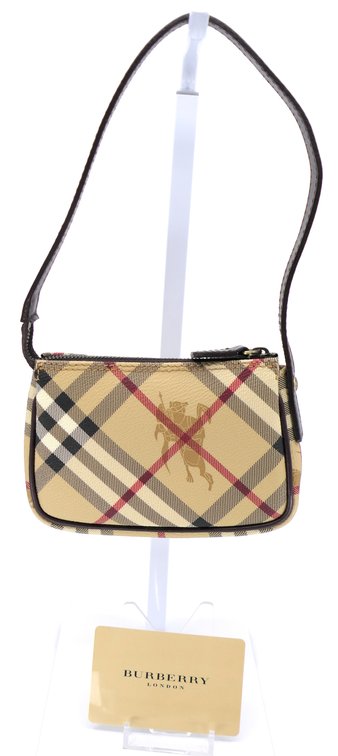 Burberry Haymarket Check Pochette With Equestrian