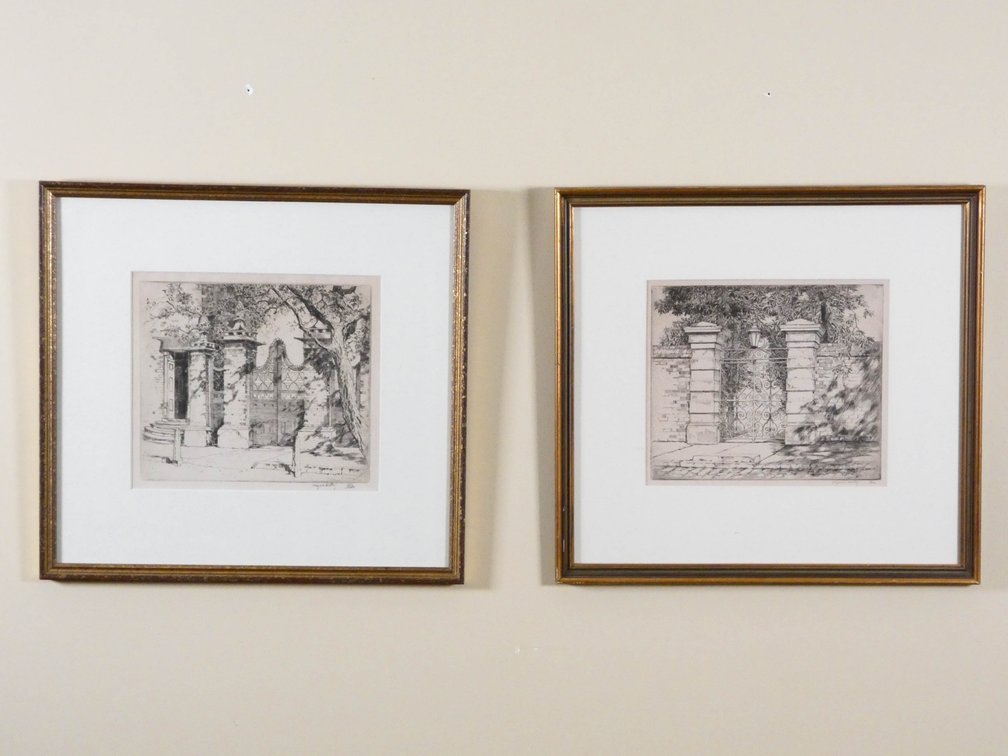 Two Black and White Gate Engravings