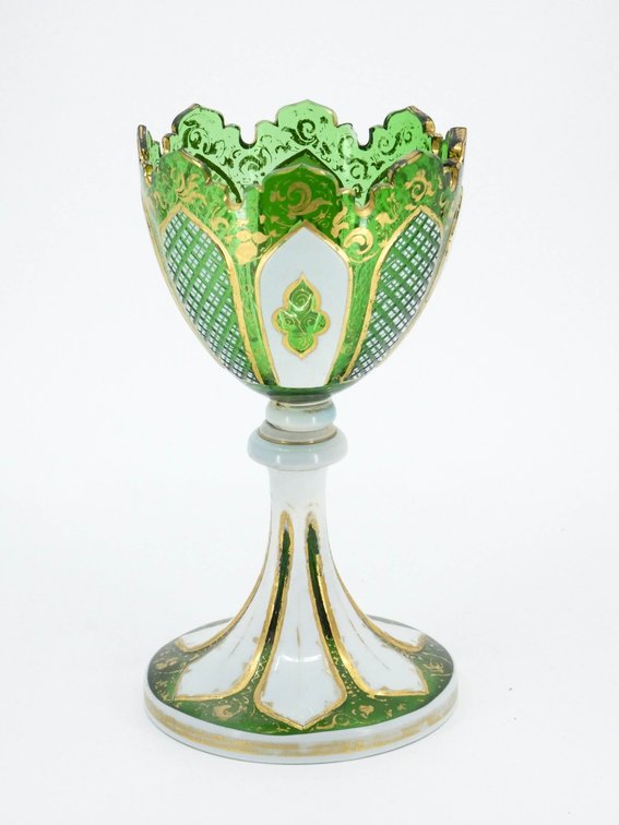 Bohemian Green Glass Goblet