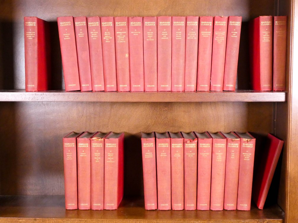Two Shelves of Harvard Classics Books