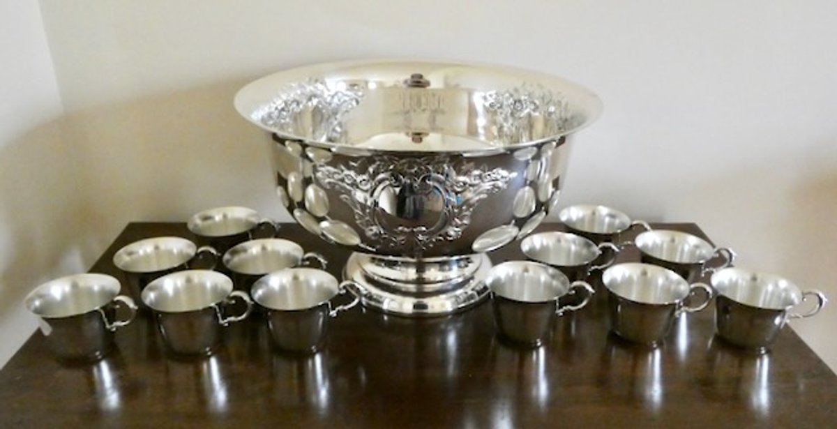 Twelve piece Silver plate Punch Bowl Set