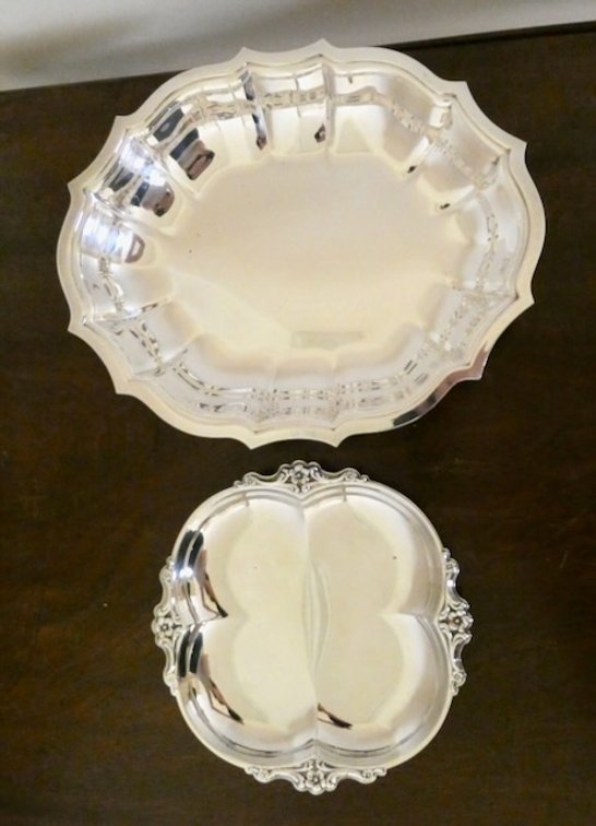 Two Silver-plated bread or serving trays