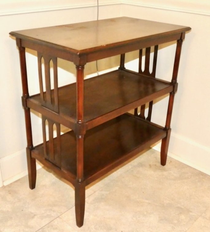 Circa 1940's Mahogany Finish Triple Tier What Not Table