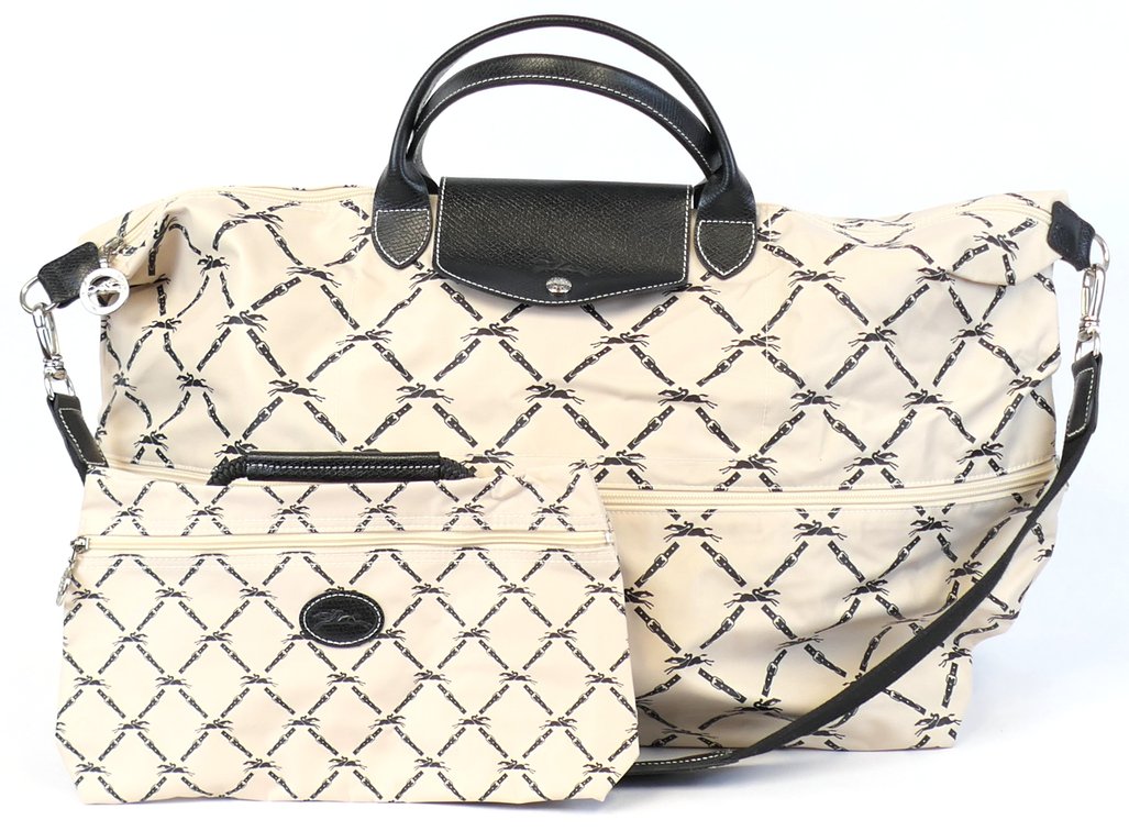 Longchamp Equestrian Duffle Weekend Tote and Cosmetic Bag
