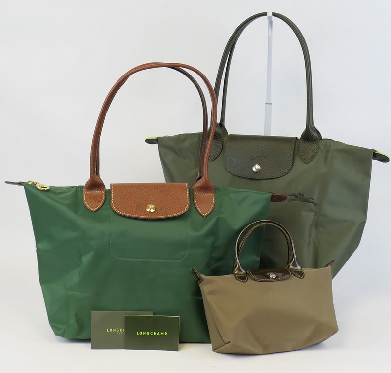 Three Green Longchamp Bags