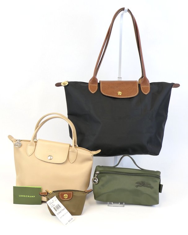 Four Longchamp Bags in Neutrals