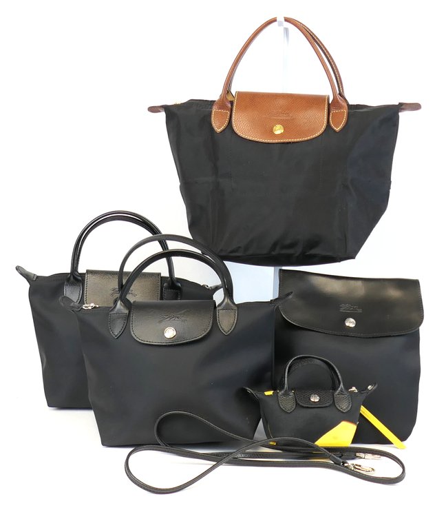 Five Black Longchamp Bags