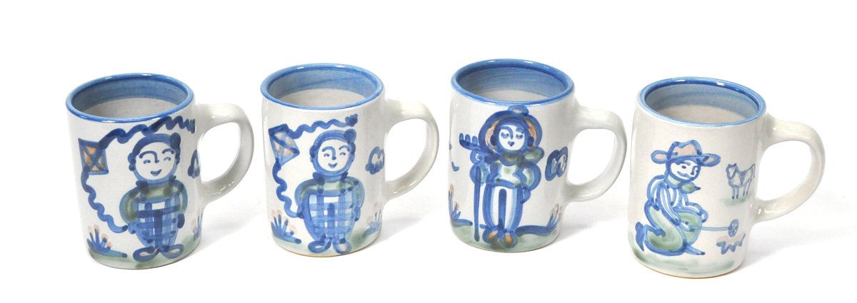 Four Hadley Pottery Drink Mugs