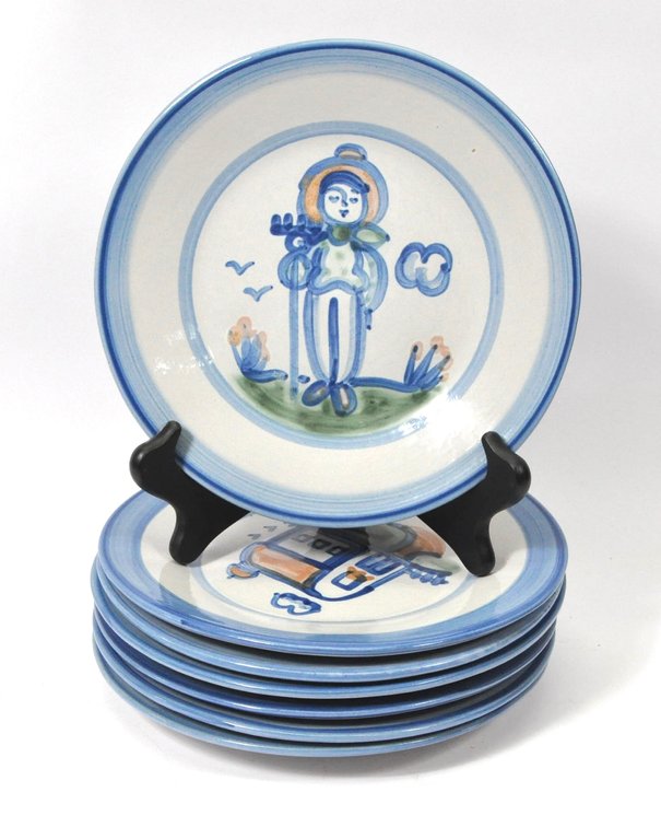 Seven Small Hadley Pottery Plates