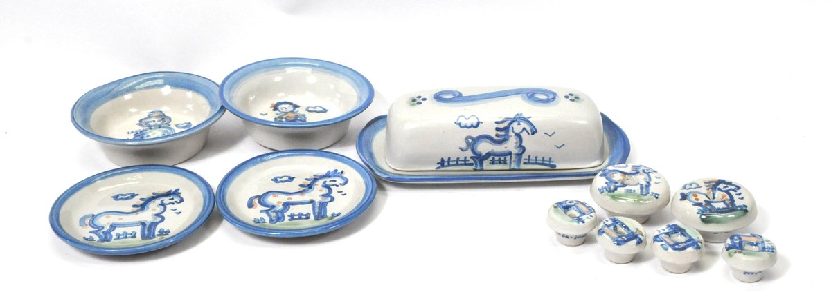 Hadley Pottery Butter Dish and Miscellaneous  Pieces