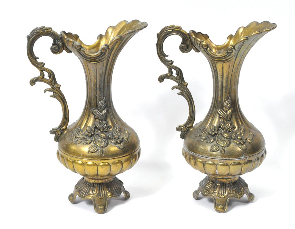 Pair of Italian Brass Pitchers/Vases