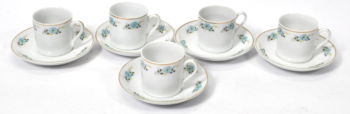 Five Demitasse Cups and Saucers
