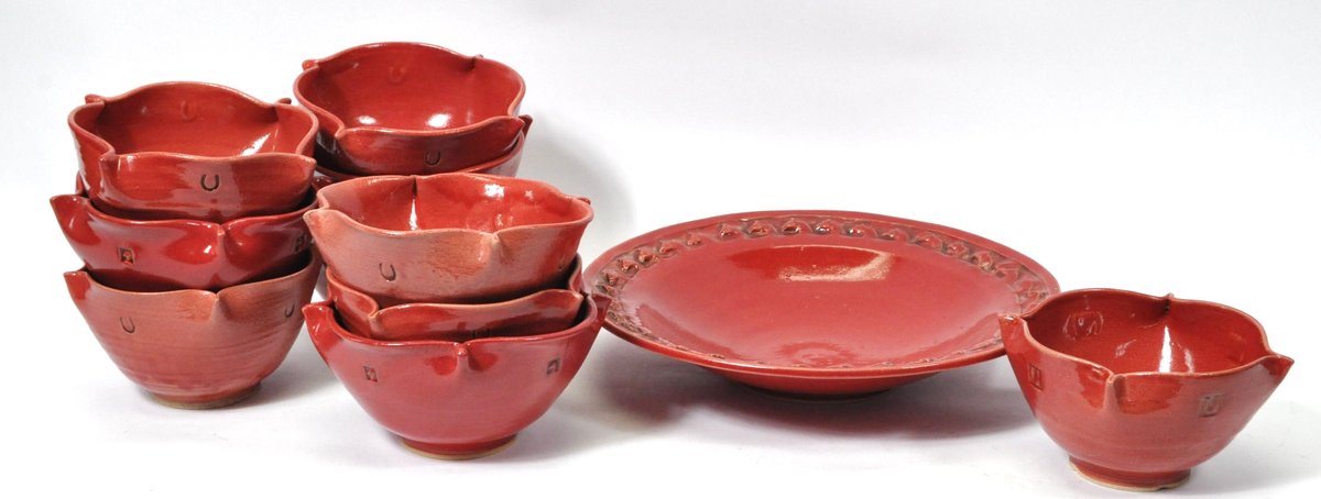 Red Horse Ceramic Salad Set