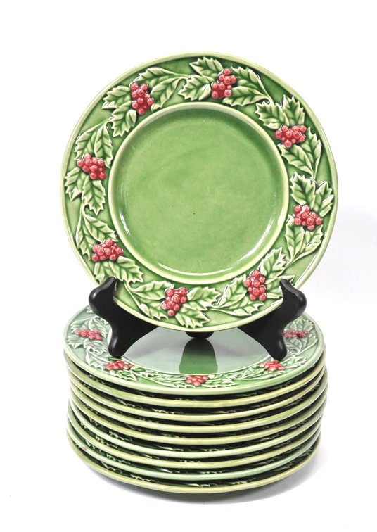 Ten Majolica Dinner Plates