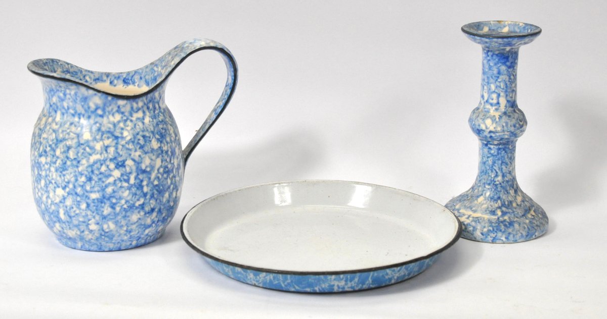 Blue Spongeware and Graniteware Pieces