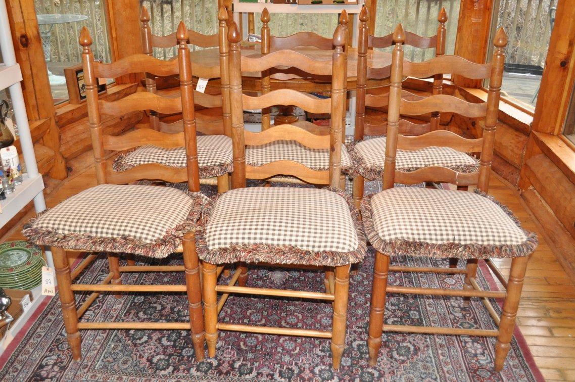 Set of Six Cherry Ladderback Chairs