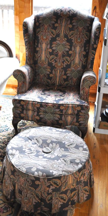 Matching Wingback Chair and Ottoman