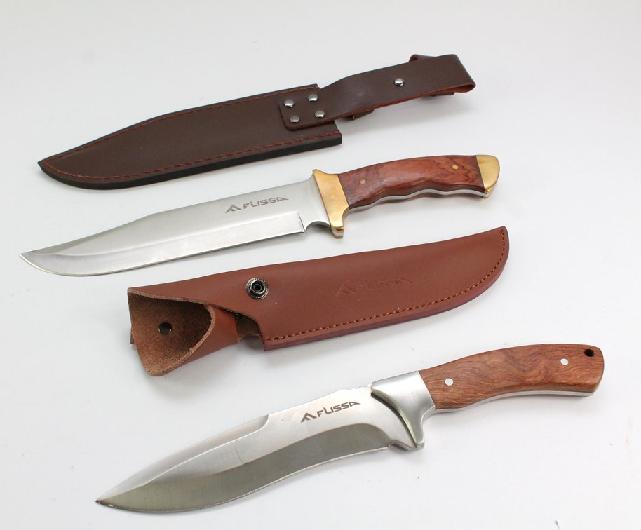 Two Flissa Bowie Fixed Blade Hunting Knives