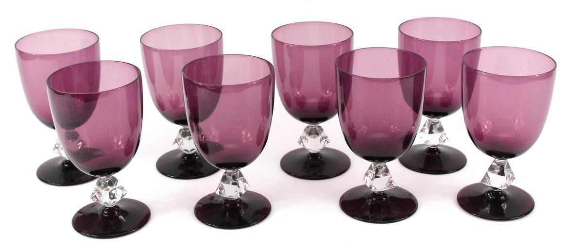 Circa 1950s MCM Bryce Brother Aquarius Amethyst Goblets