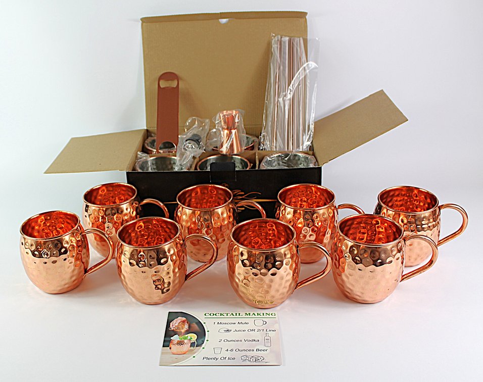 Two Sets of Copper Hammered Mugs and More