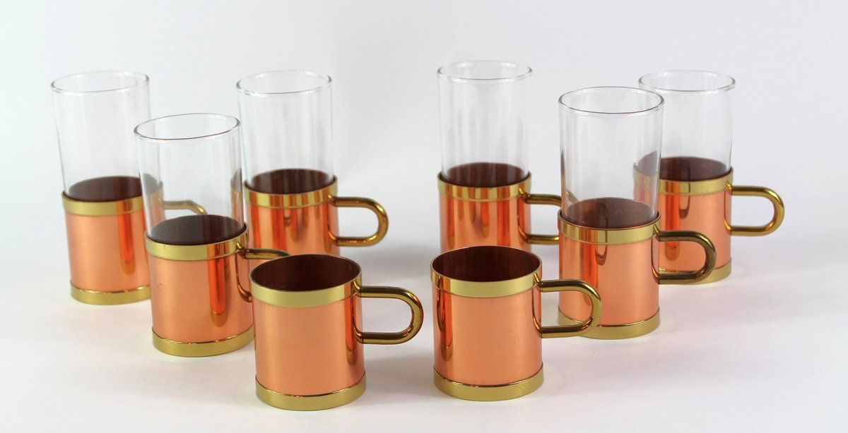 Vintage Beucler Copper and Brass Irish Coffee Cups