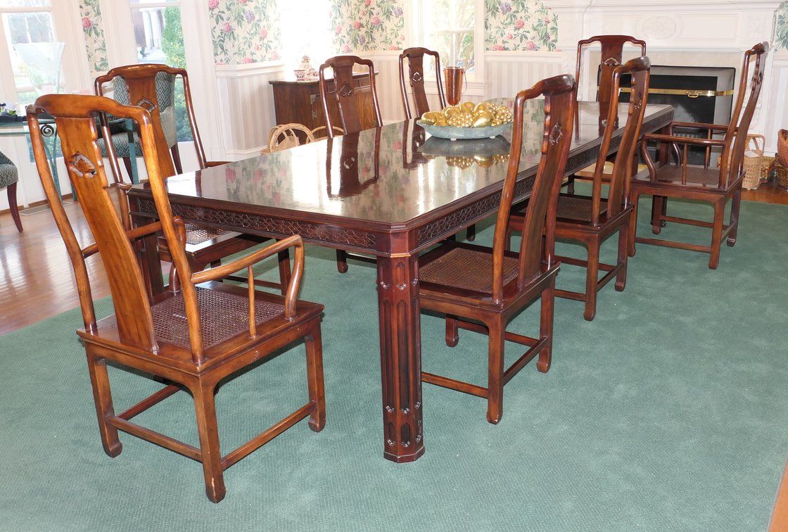 Set of Eight Henredon Asian Style Rosewood Chairs