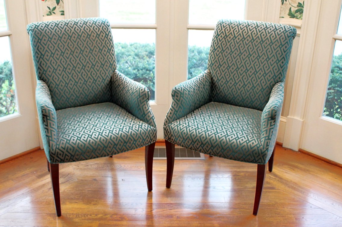 Pair of Bergere Style Upholstered Chairs