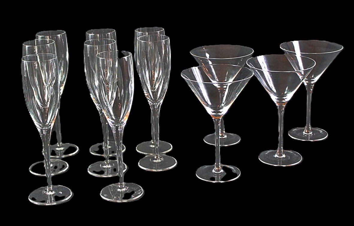 Collection of Champagne and Martini Glasses
