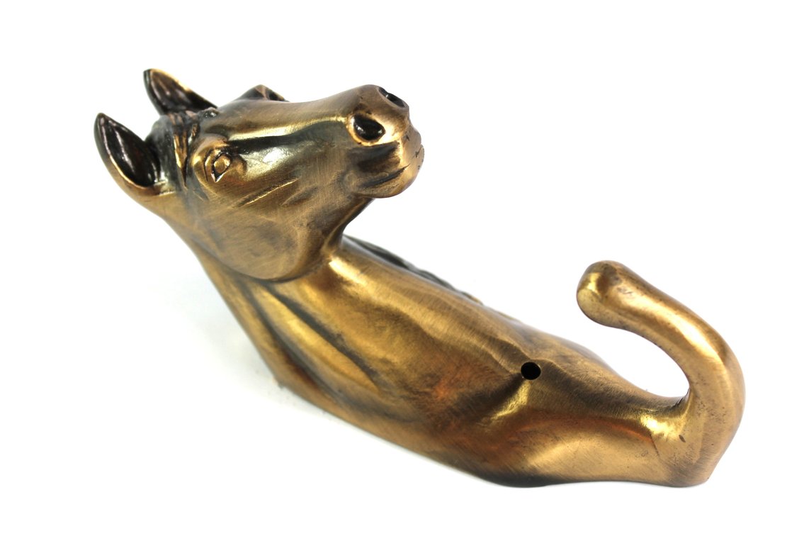 Brass Sculptural Horse Head Hook