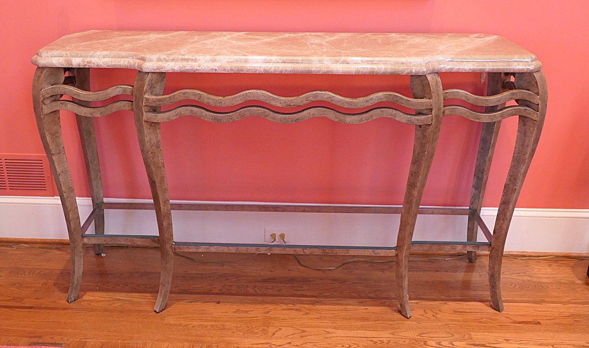 Italian Marble Surface Contoured Console