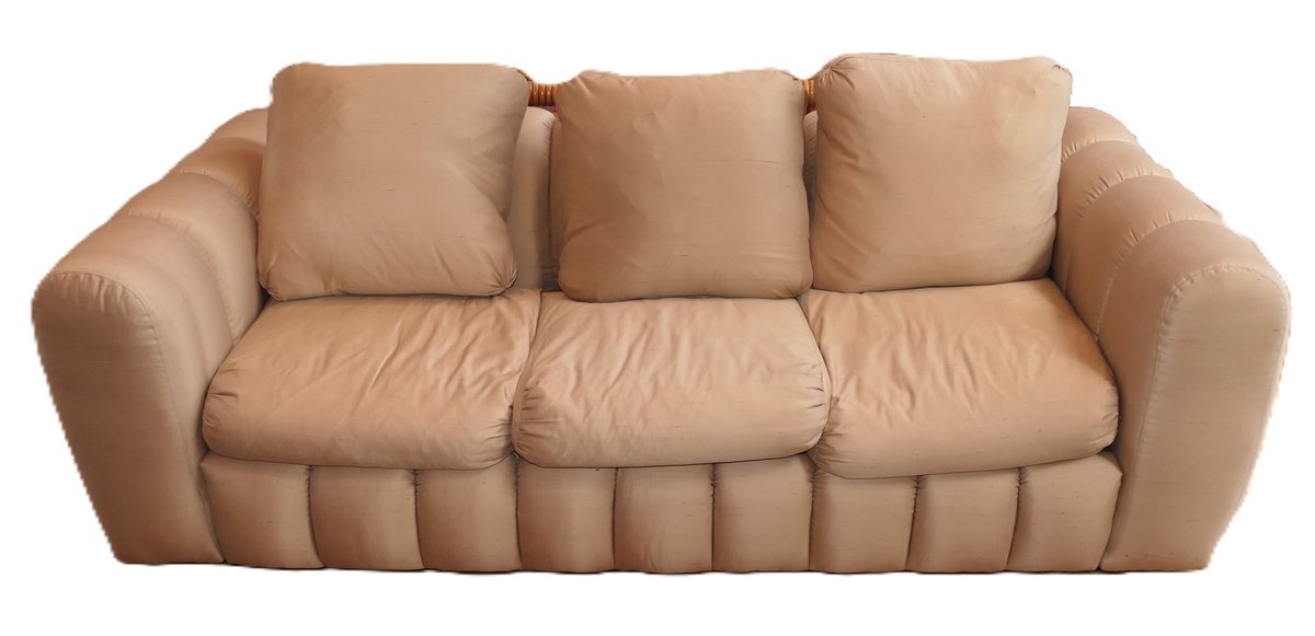 Triple Loose Back Silk Upholstered Couch