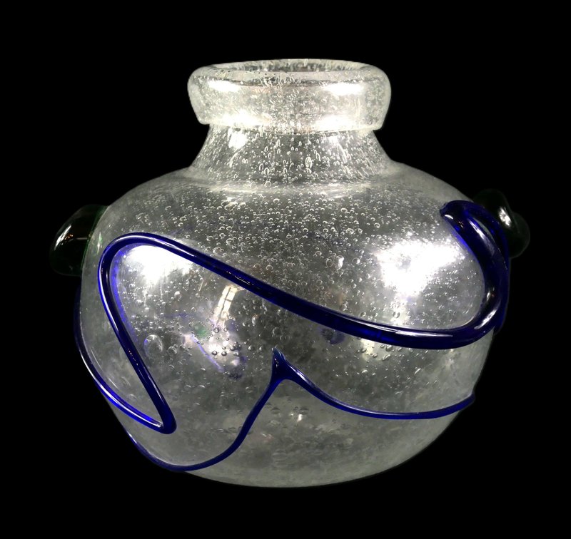 Large Amphora-Shaped Studio Art Glass Vase