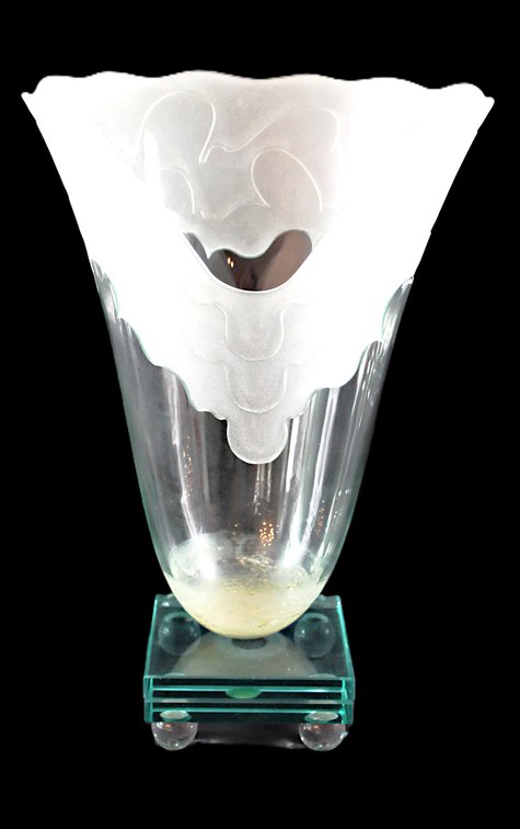 Large Salvatore Polizzi Modernist Glass Wave Vase